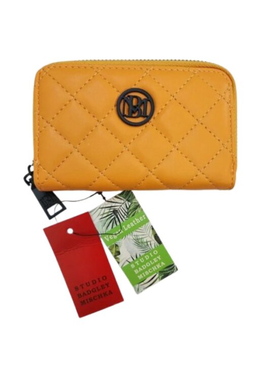 Badgley Mischka Handbags - NWT Studio Badgley Mischka Quilted Zip-Around Compact Wallet Mustard Yellow